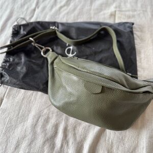 Olive Green Leather Crossbody Bag